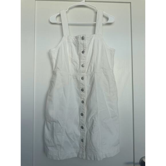 NWT Madewell Tile White Denim Square-Neck Sleeveless Mini Dress Size 4 NL444 - Picture 4 of 13
